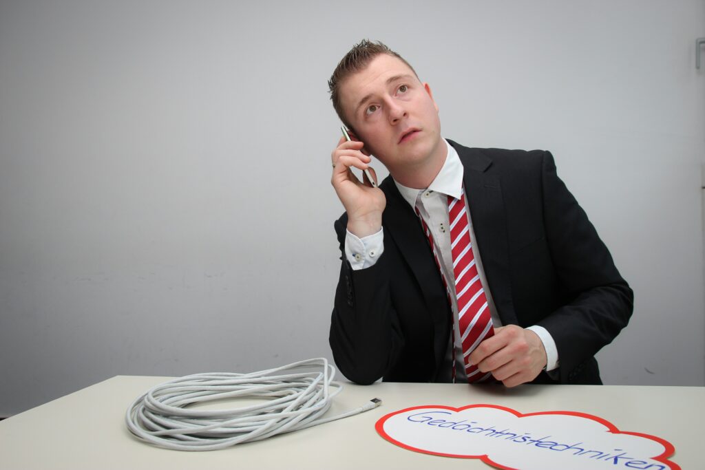 Telecom salesman on the phone