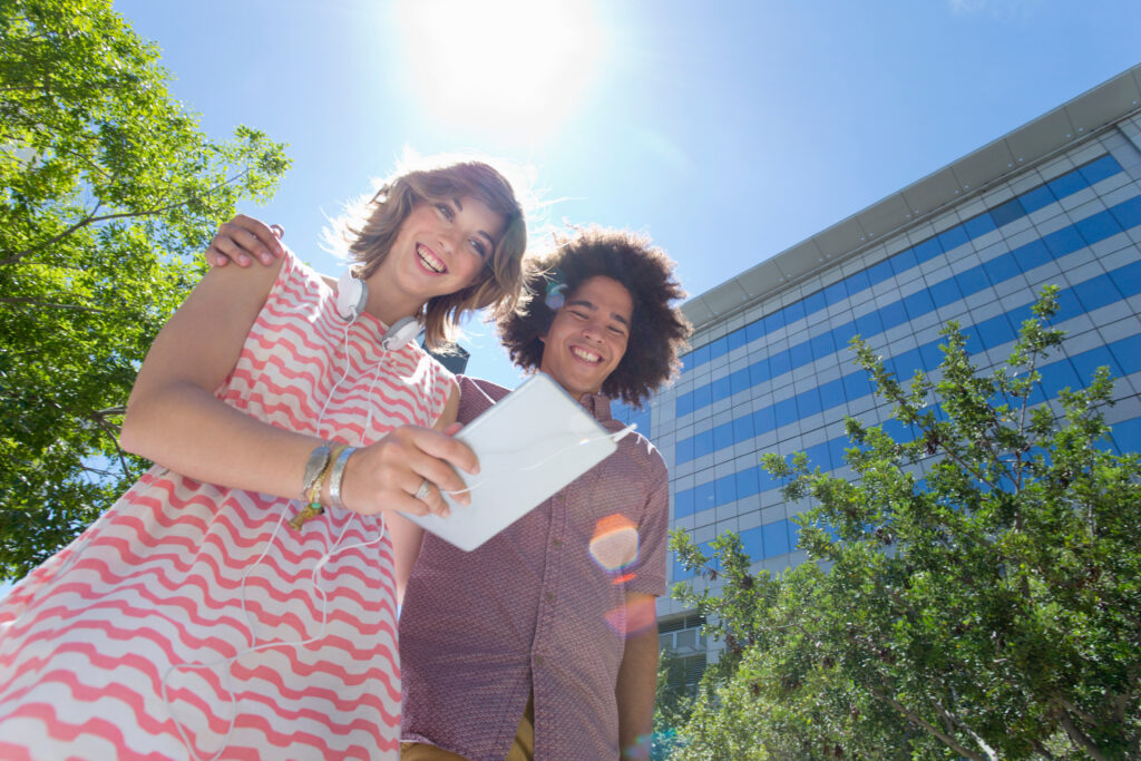 Two summer marketing interns under the sun